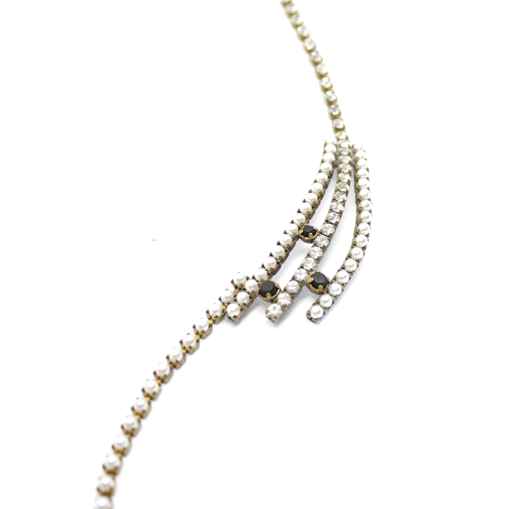 Image of VINTAGE RHINESTONE, FAKE PEARL & EBONY NECKLACE 2