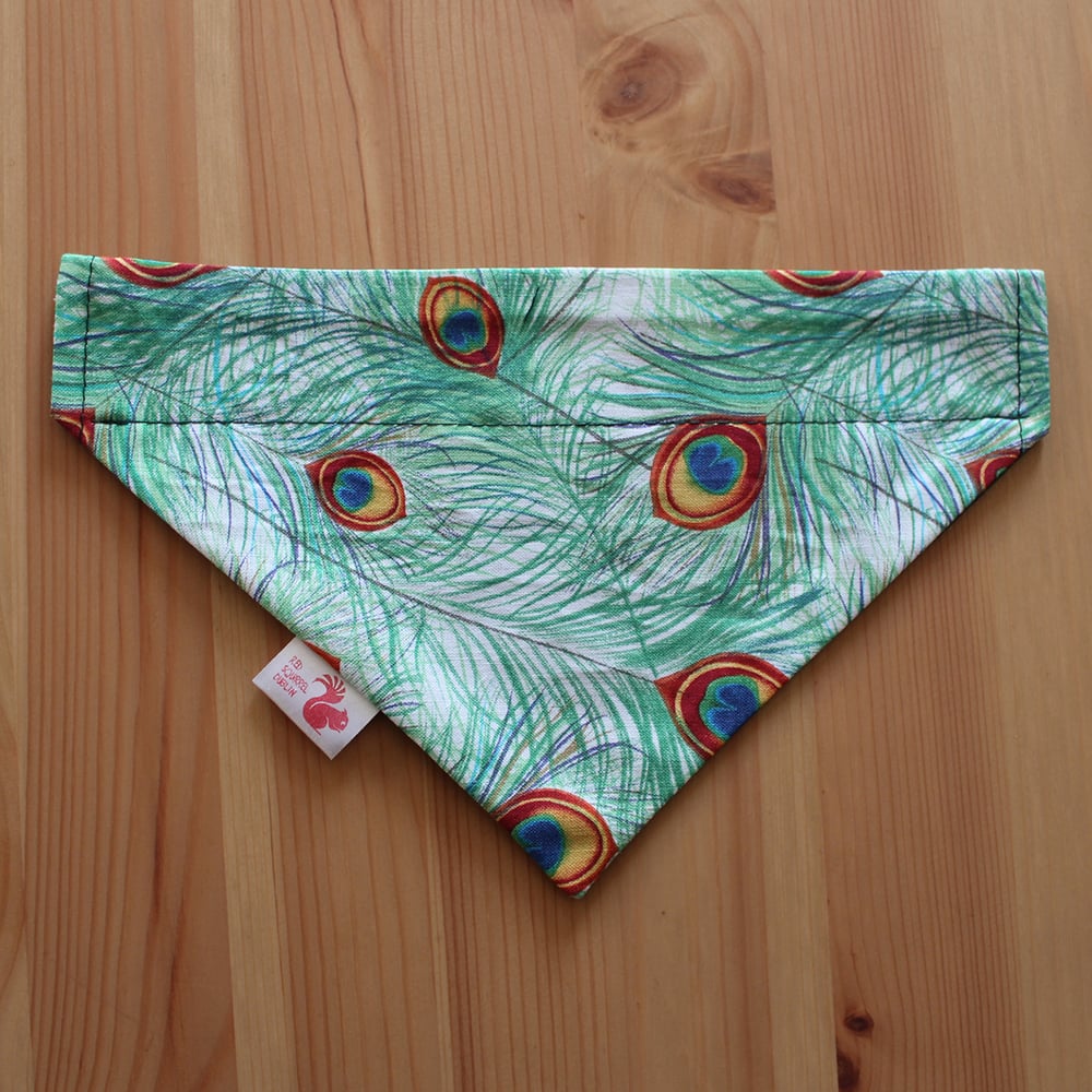 Image of Peacock feather dog and cat bandana