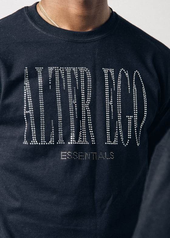Image of Black Rhinestone Long Sleeve Tee