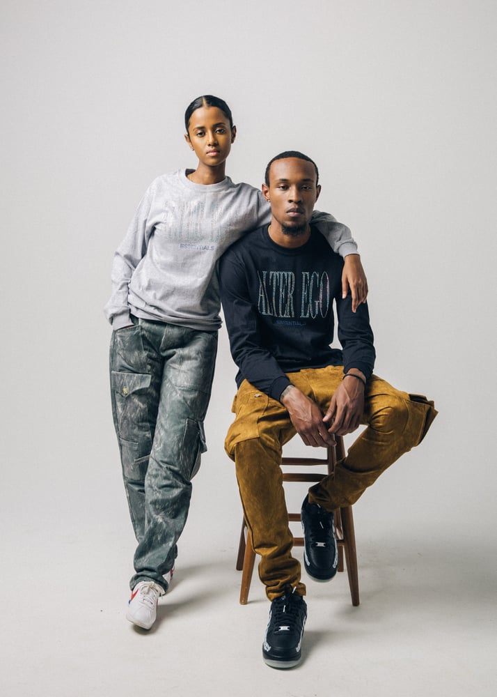 Image of Black Multicolor Rhinestone Long Sleeve Tee