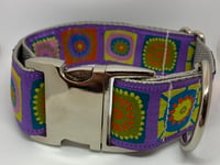 Fun Squares Purple - Dog Collar 