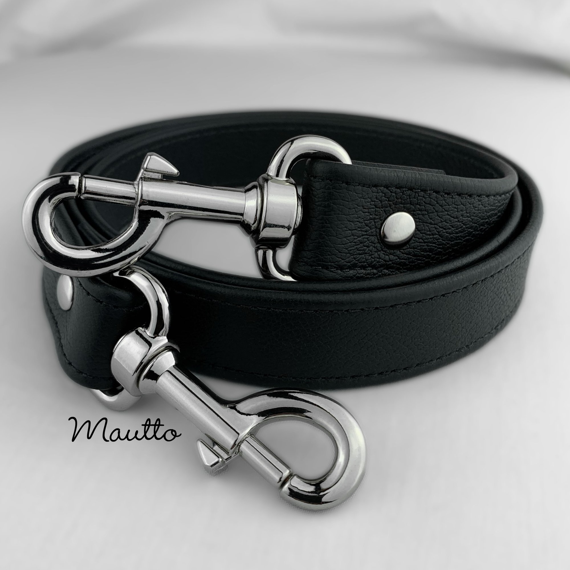 Black Pebble Adjustable Leather Strap, 1inch Wide, Choose Length/Clips –  Mautto