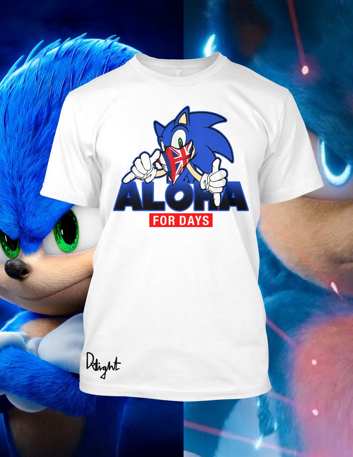(Adults & Kids Sizes) Aloha For Days Sonic Tee (White)