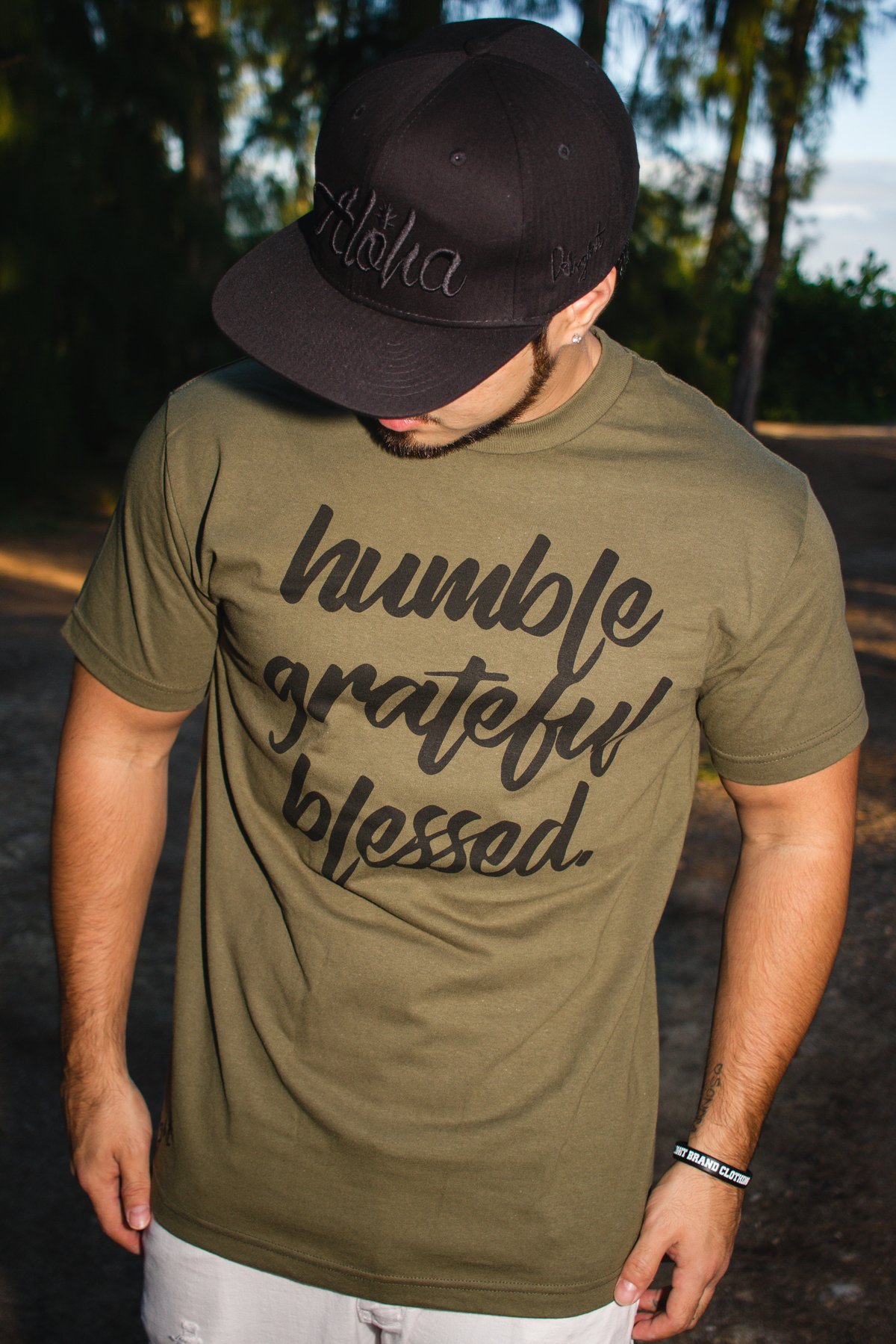Humble, Grateful, Blessed Tee (Military Green/Black)