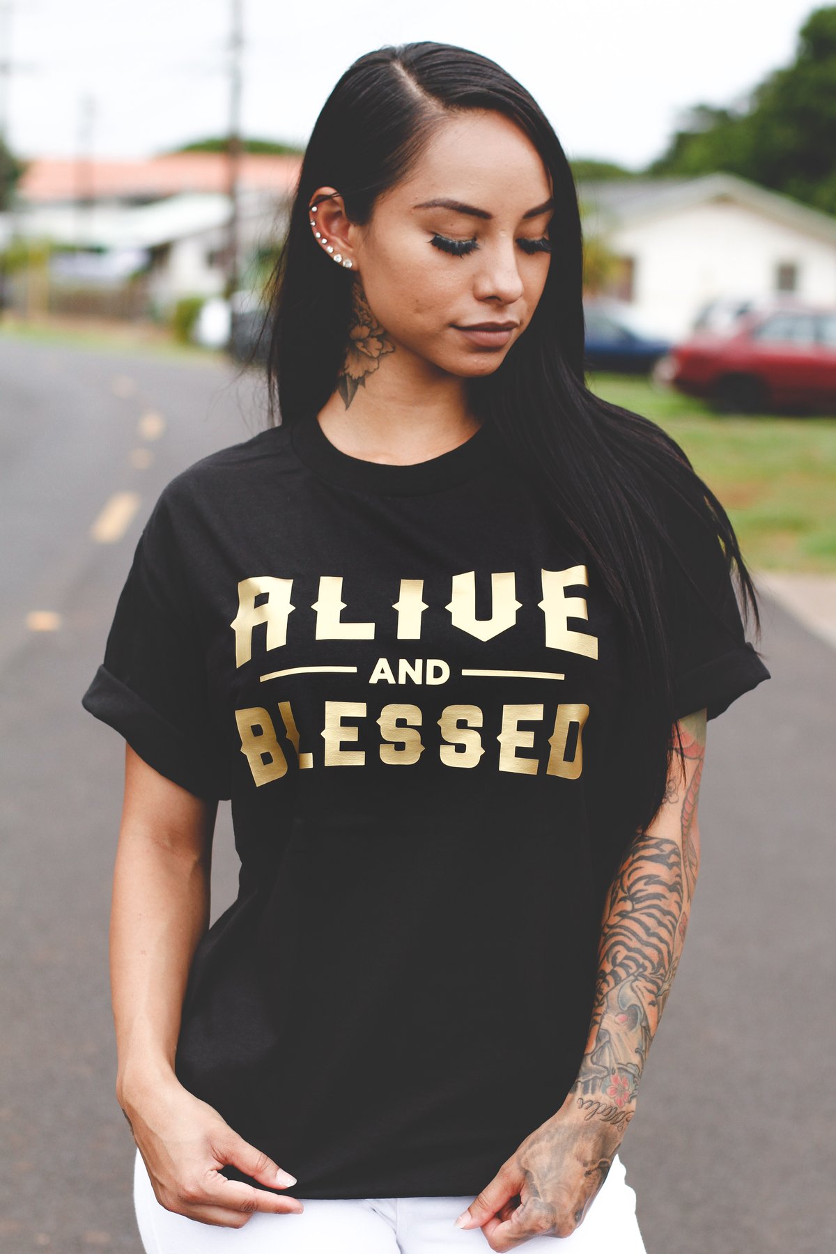 Alive and Blessed Tee (Black/Gold)