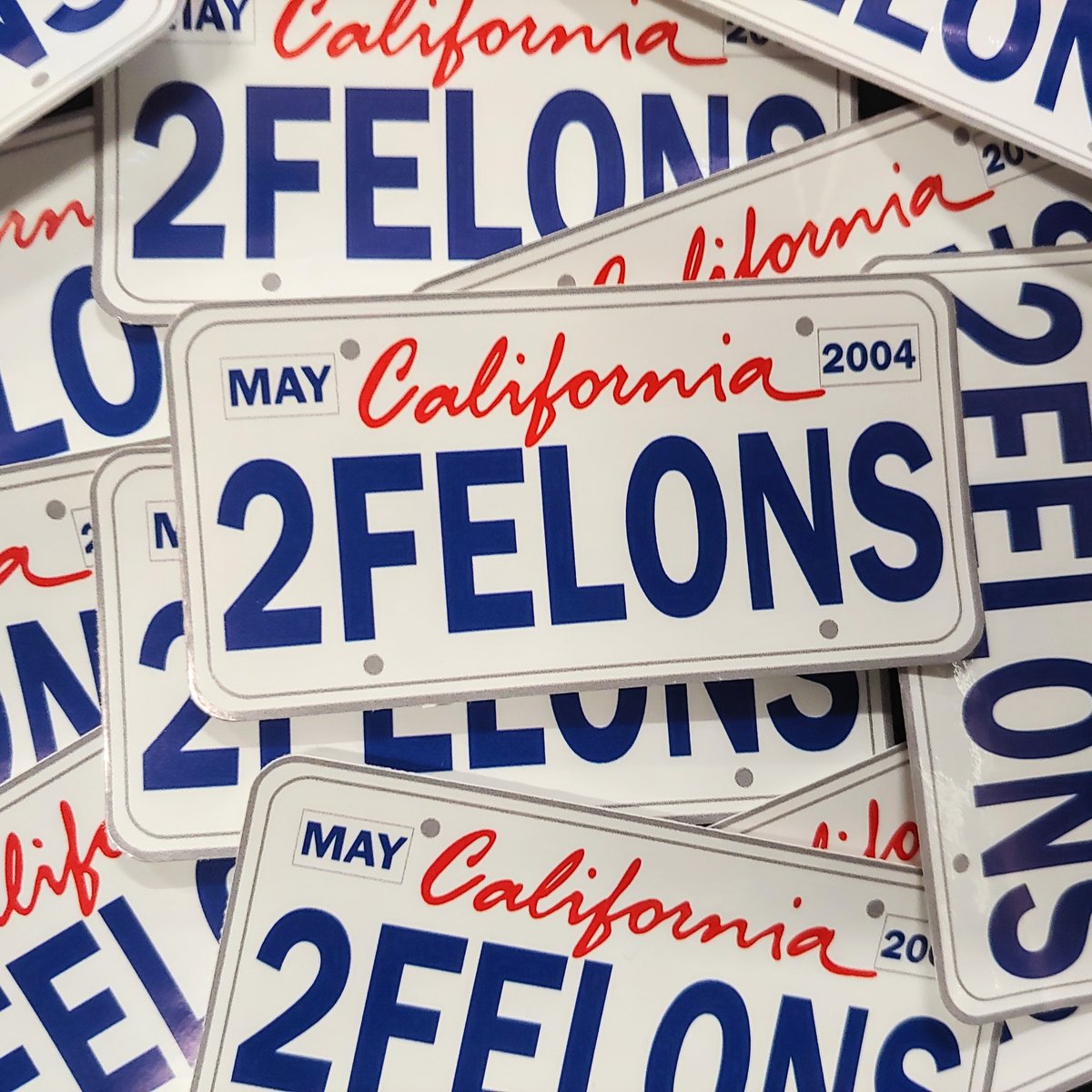 Two Felons "CA Plate White" stickers