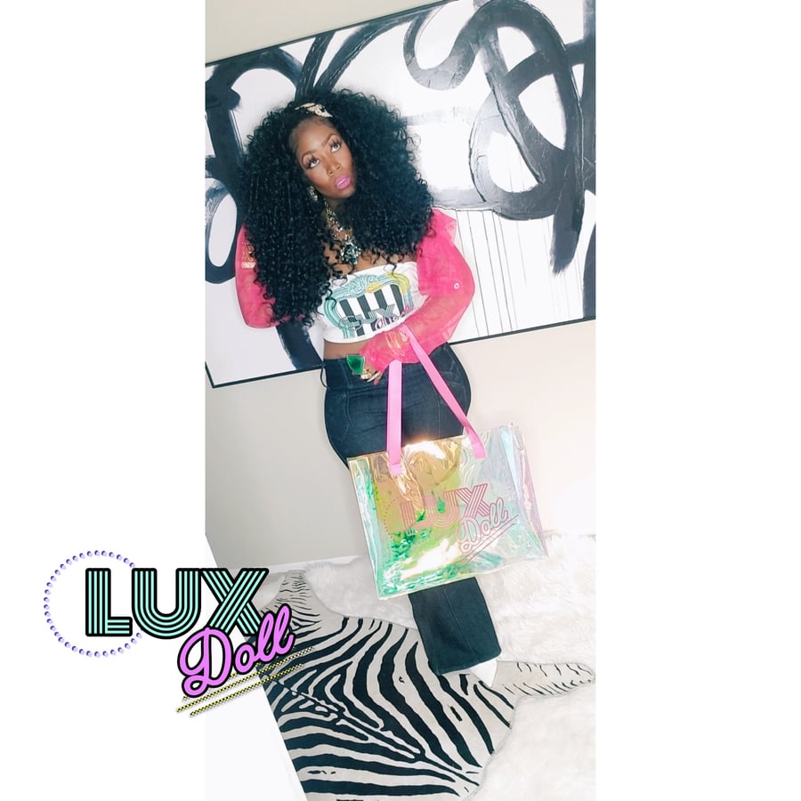 Image of LUX DOLL Pink Holographic Tote