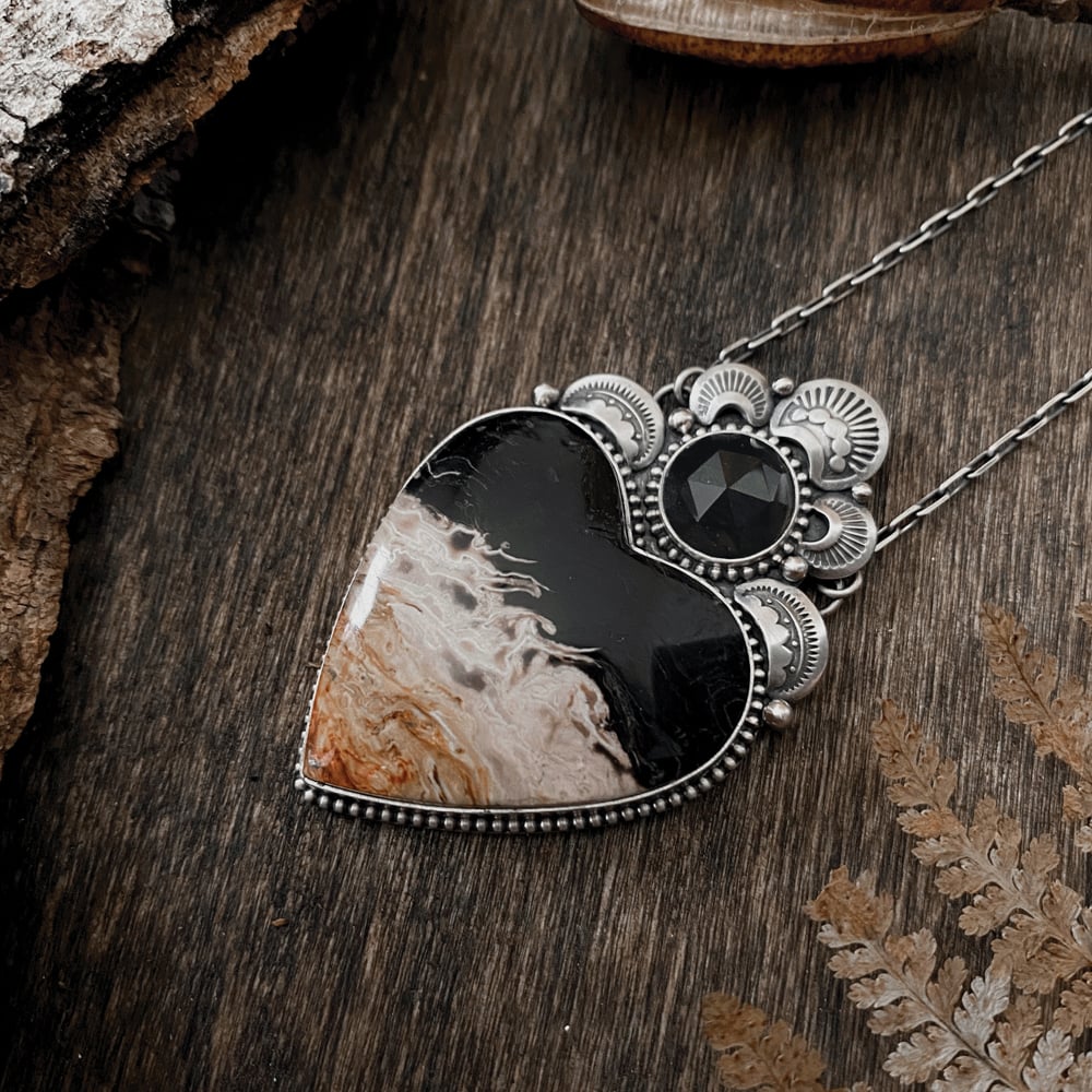 Image of Fossilized Palm Root Heart Necklace