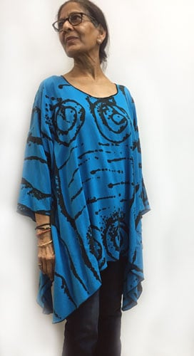 Image of Joy Tunic - turquoise rayon - African inspired hand painted design