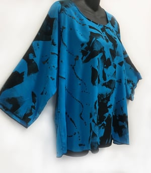 Image of Dale top - Turquoise Rayon - Shibori and free hand