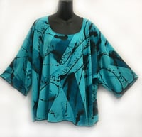 Image 1 of Dale Top - Aqua Rayon - African Mud Cloth inspired Hand Painted Design