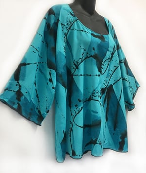Image of Dale Top - Aqua Rayon - African Mud Cloth inspired Hand Painted Design