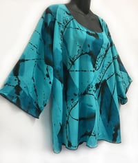 Image 2 of Dale Top - Aqua Rayon - African Mud Cloth inspired Hand Painted Design