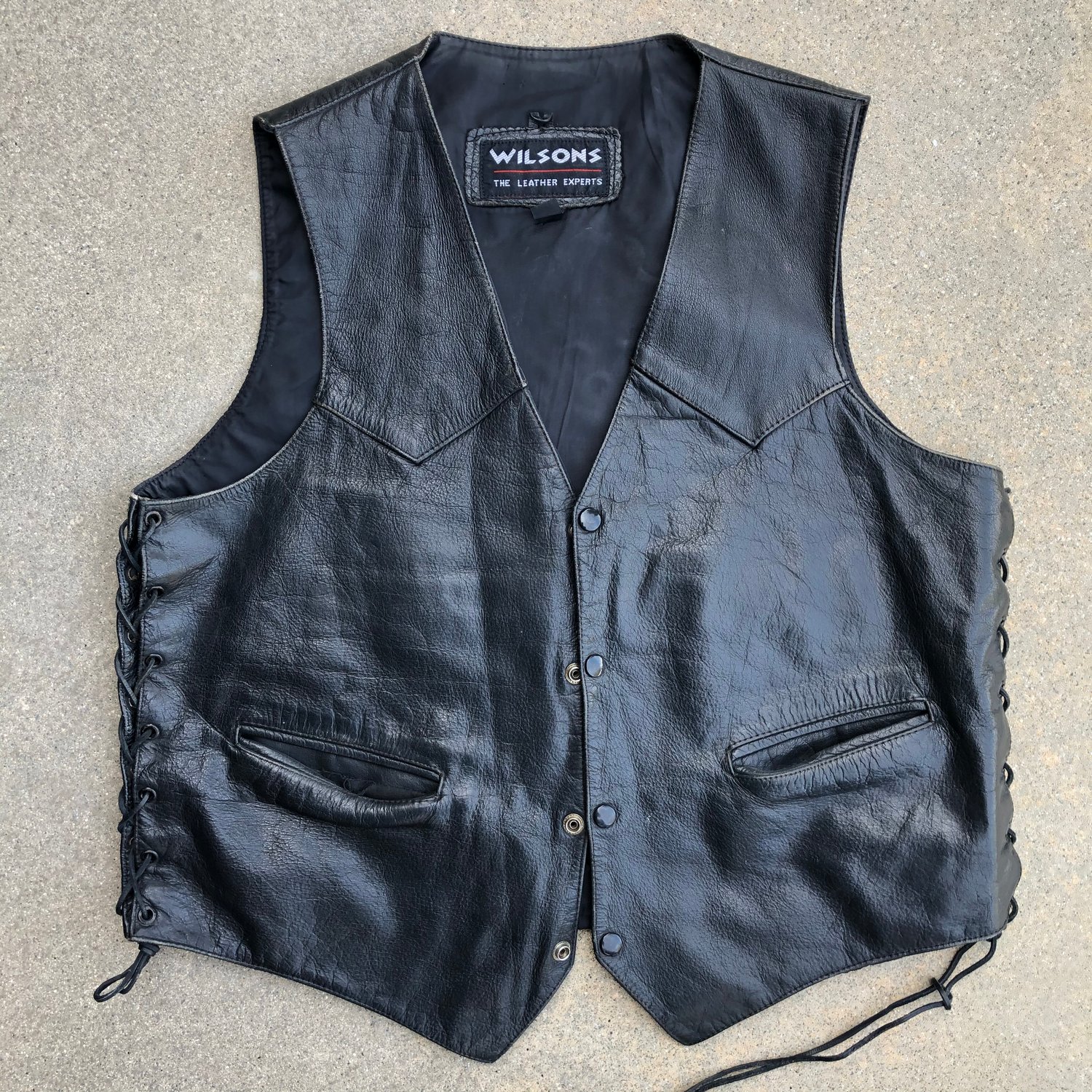 Image of Vintage Motorcycle Lace-Up Leather Vest