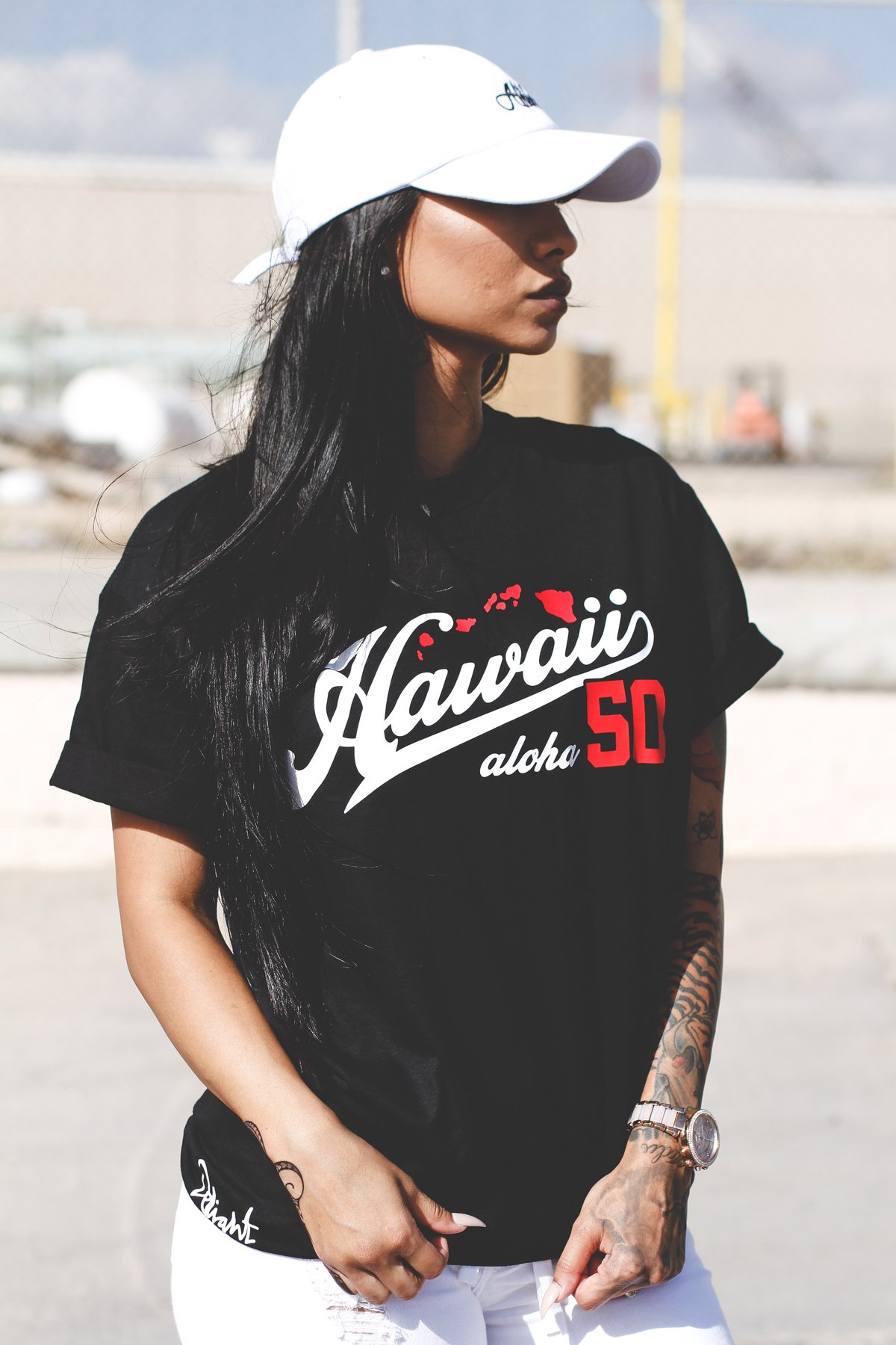Hawaii Aloha 50 Tee (Black/Red)