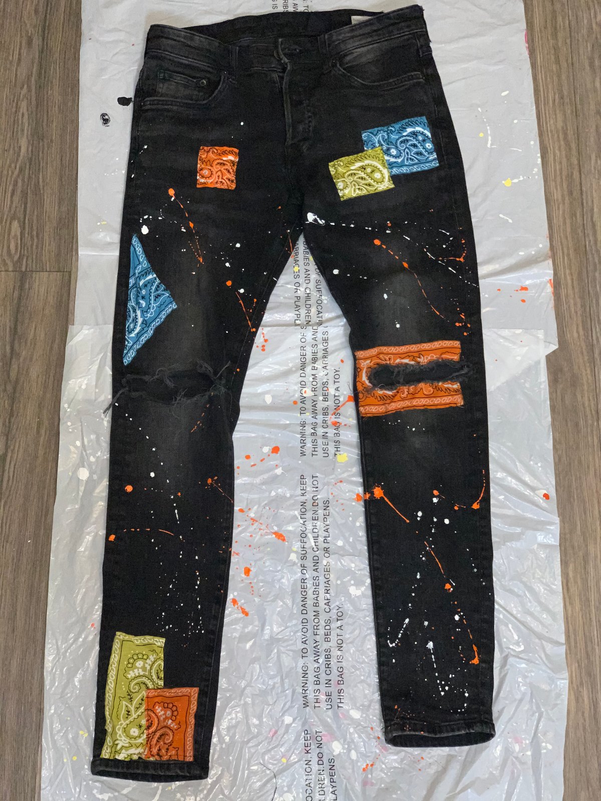 custom jeans with patches