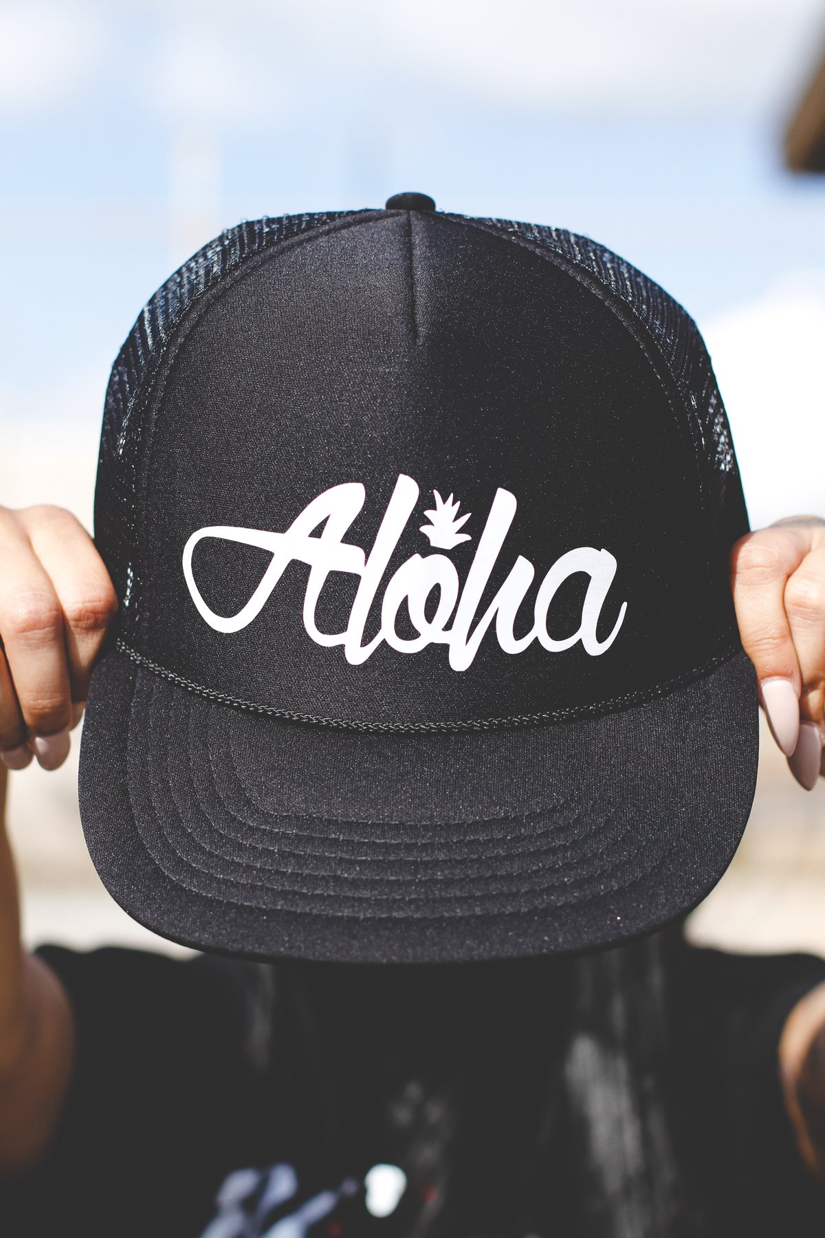 Aloha Pine Trucker Hat (Black/White)