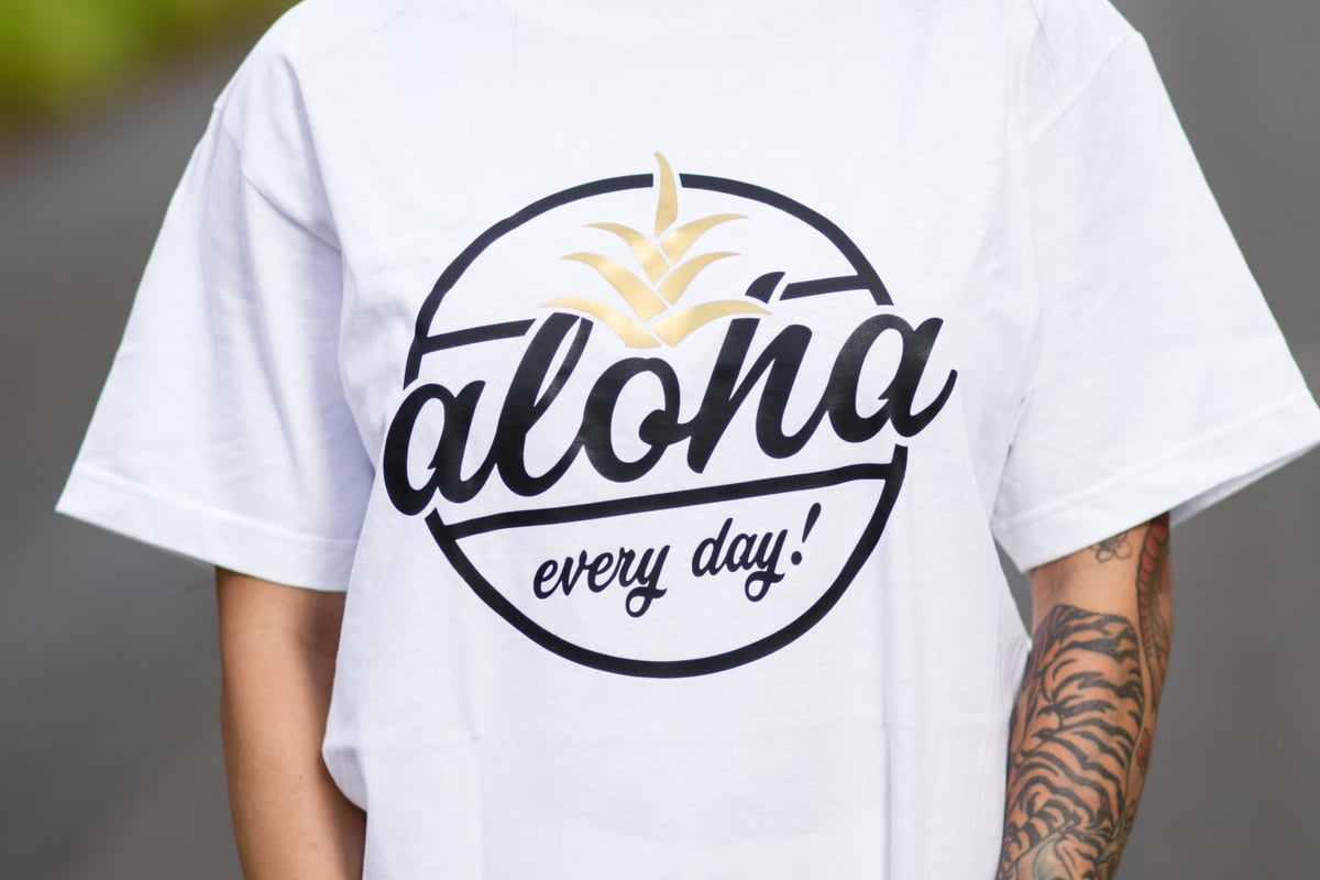 Aloha Every Day! Tee (White/Gold)