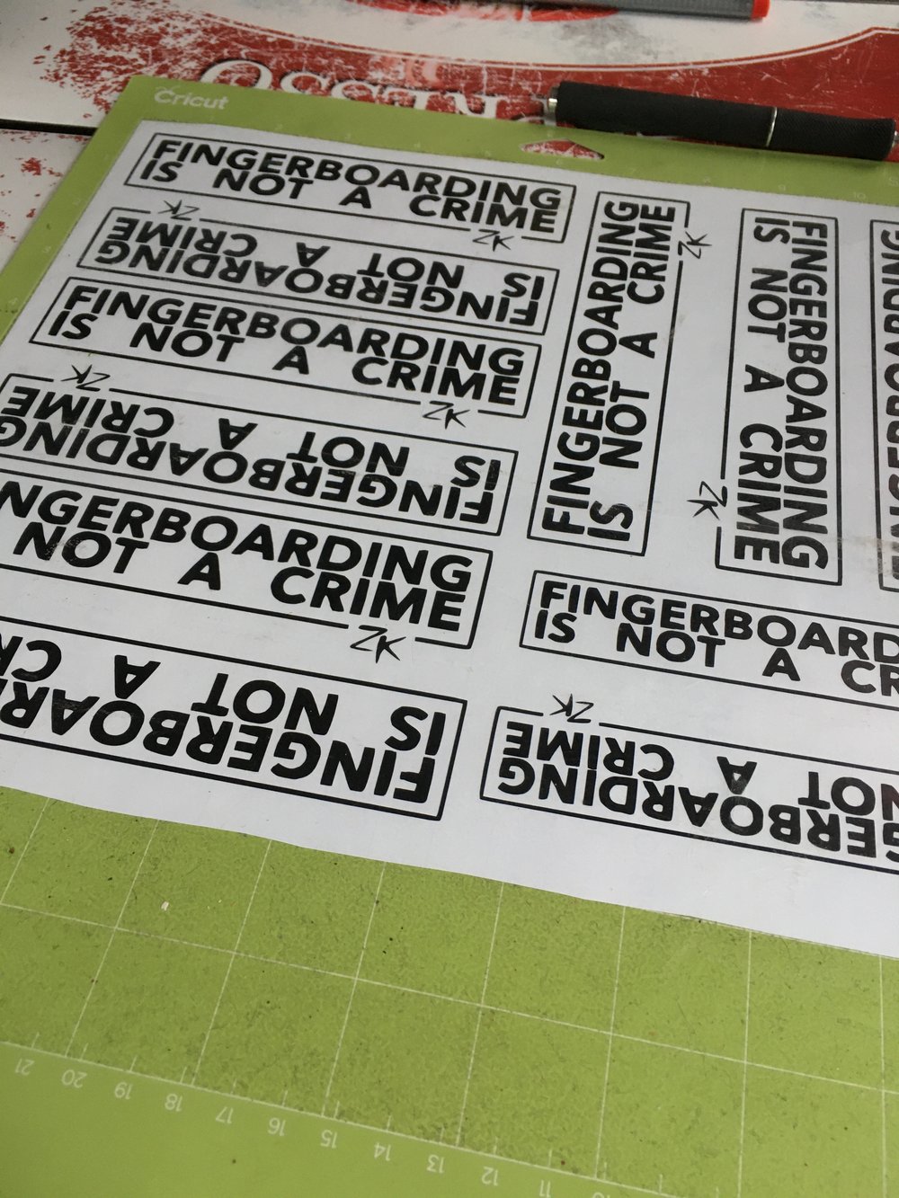 “Fingerboarding Is Not A Crime”  decals