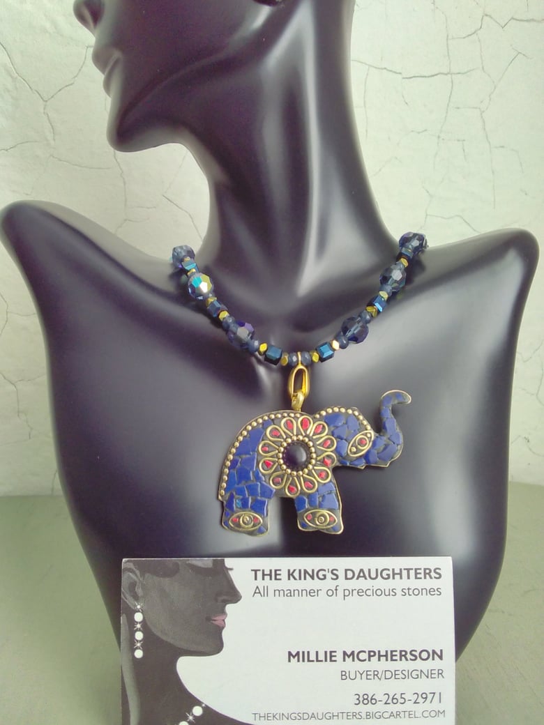 Image of LAPIS LAZULI ELEPHANT PENDANT NECKLACE