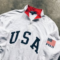 Image 2 of Original 90’s Polo Ralph Lauren USA Quarter-Zip Sweatshirt.