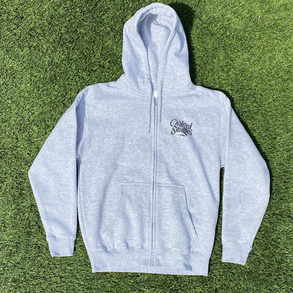 Image of Script Zip-up Hoodie - Ash