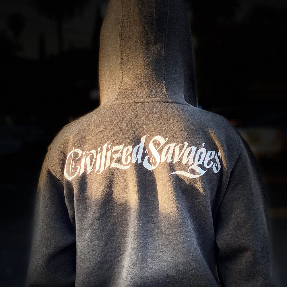 Image of Script Zip-Up Hoodie - Charcoal