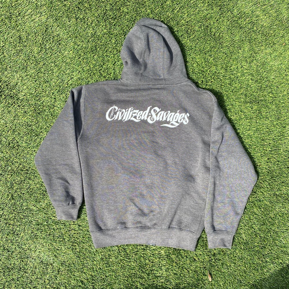 Image of Script Zip-Up Hoodie - Charcoal