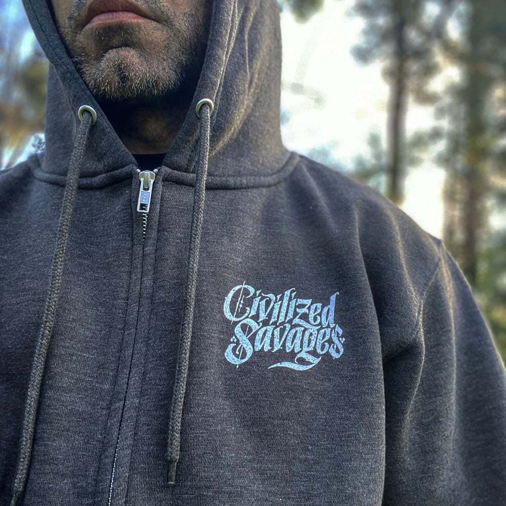 Image of Script Zip-Up Hoodie - Charcoal