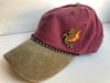 Acid Washed Red and Khaki Baseball Hat with Dragon