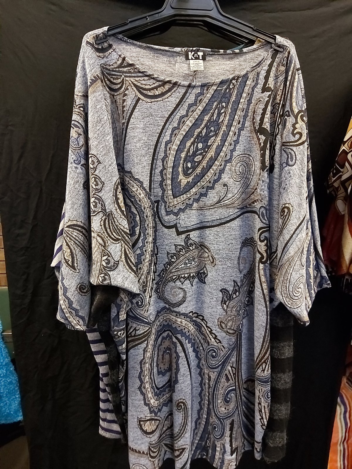 Image of Batwing oversize top blue paisley