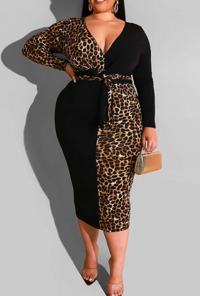 half leopard half black dress