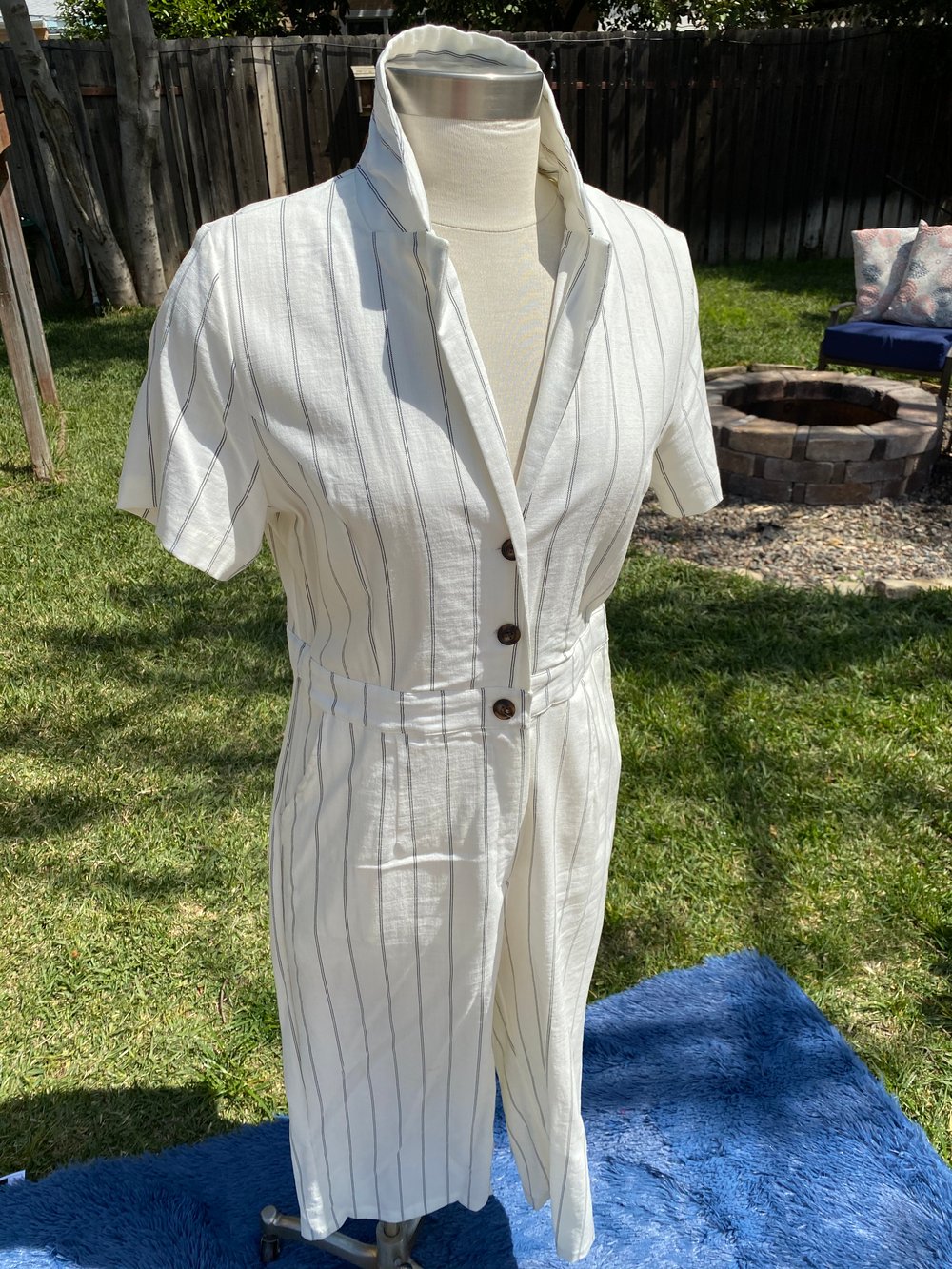 Image of White Stripe Jumpsuit 