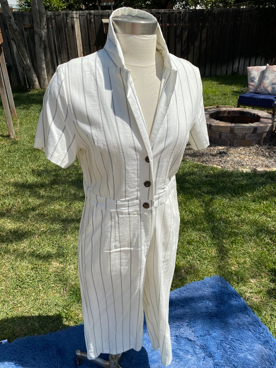 Image of White Stripe Jumpsuit 