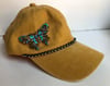 Mustard Baseball Hat with Crystal Butterfly