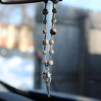 Image 1 of Labradorite & Eudialyte Bird Skull Car Charm