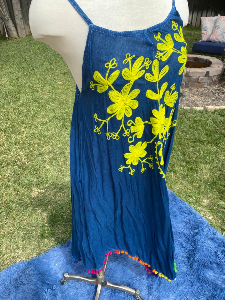 Image of Yellow Flower Blue Maxi