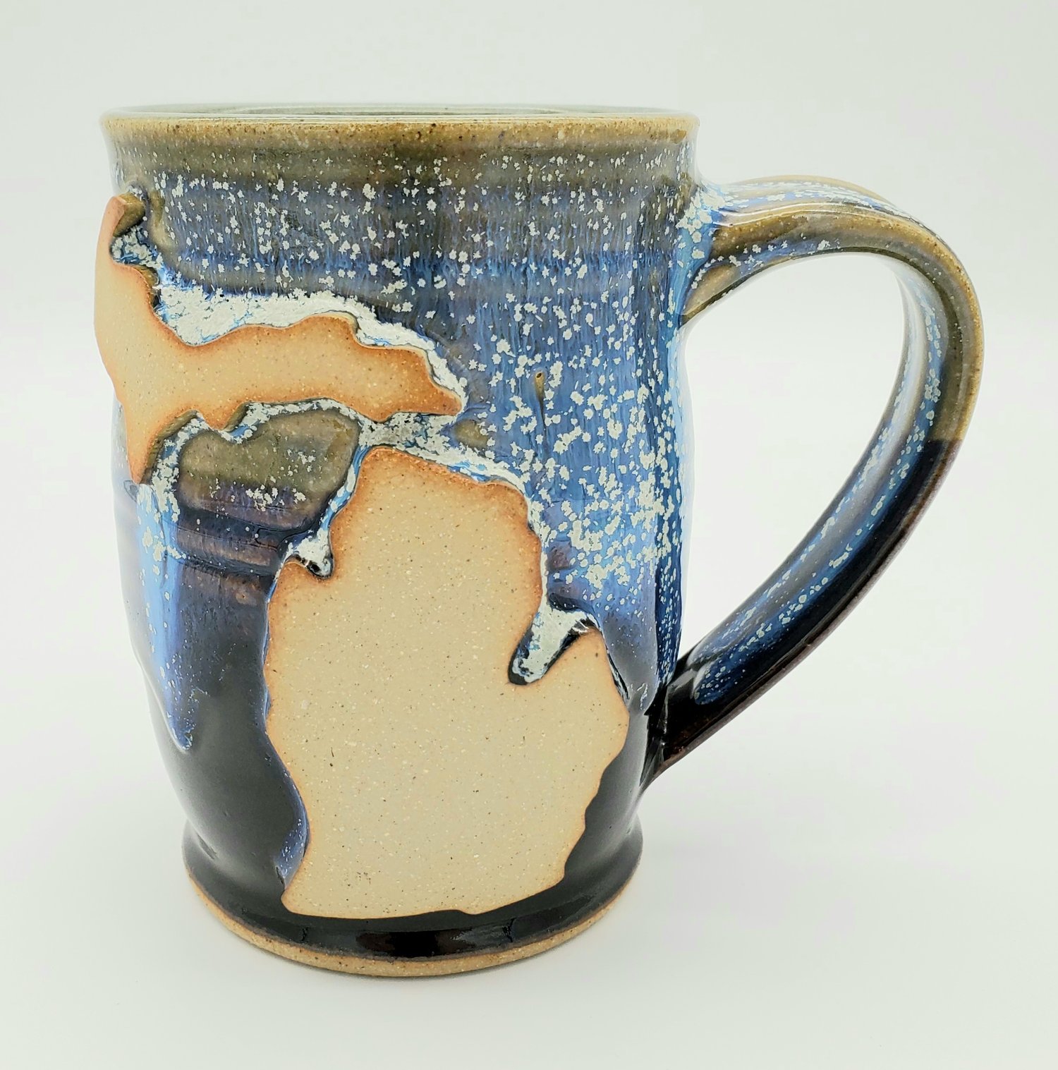 Michigan mug - blue speckle and black