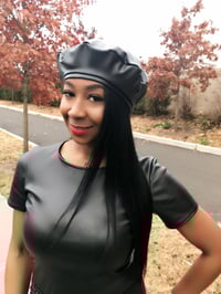 Image 1 of Black Vegan Leather Beret