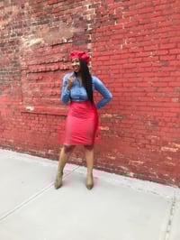 Image 1 of Red Vegan Leather Beret