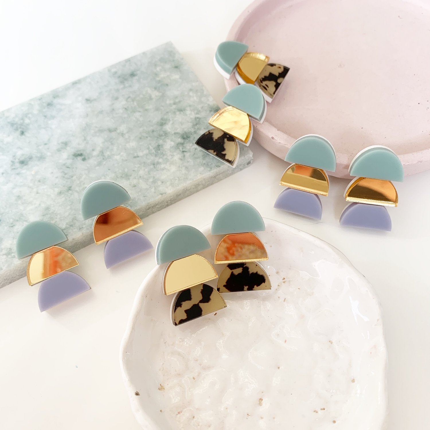 Image of Stacked Pastel Trio Studs 