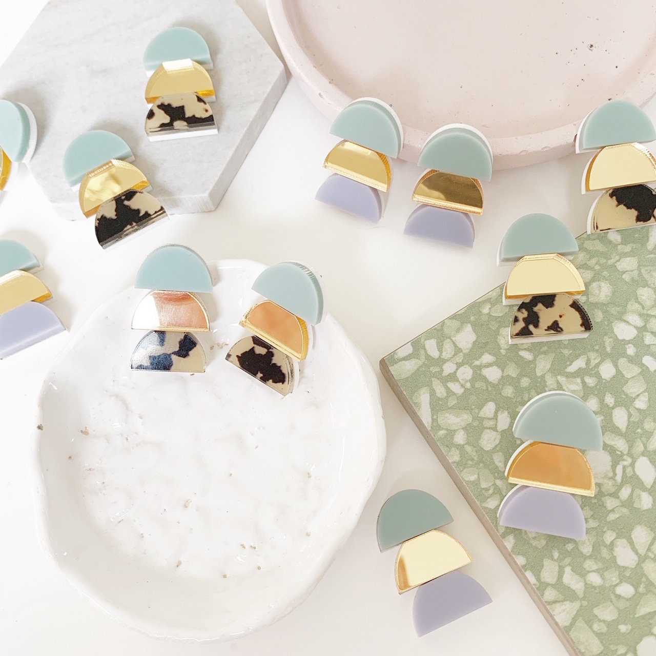 Image of Stacked Pastel Trio Studs 