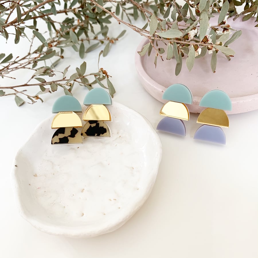 Image of Stacked Pastel Trio Studs 