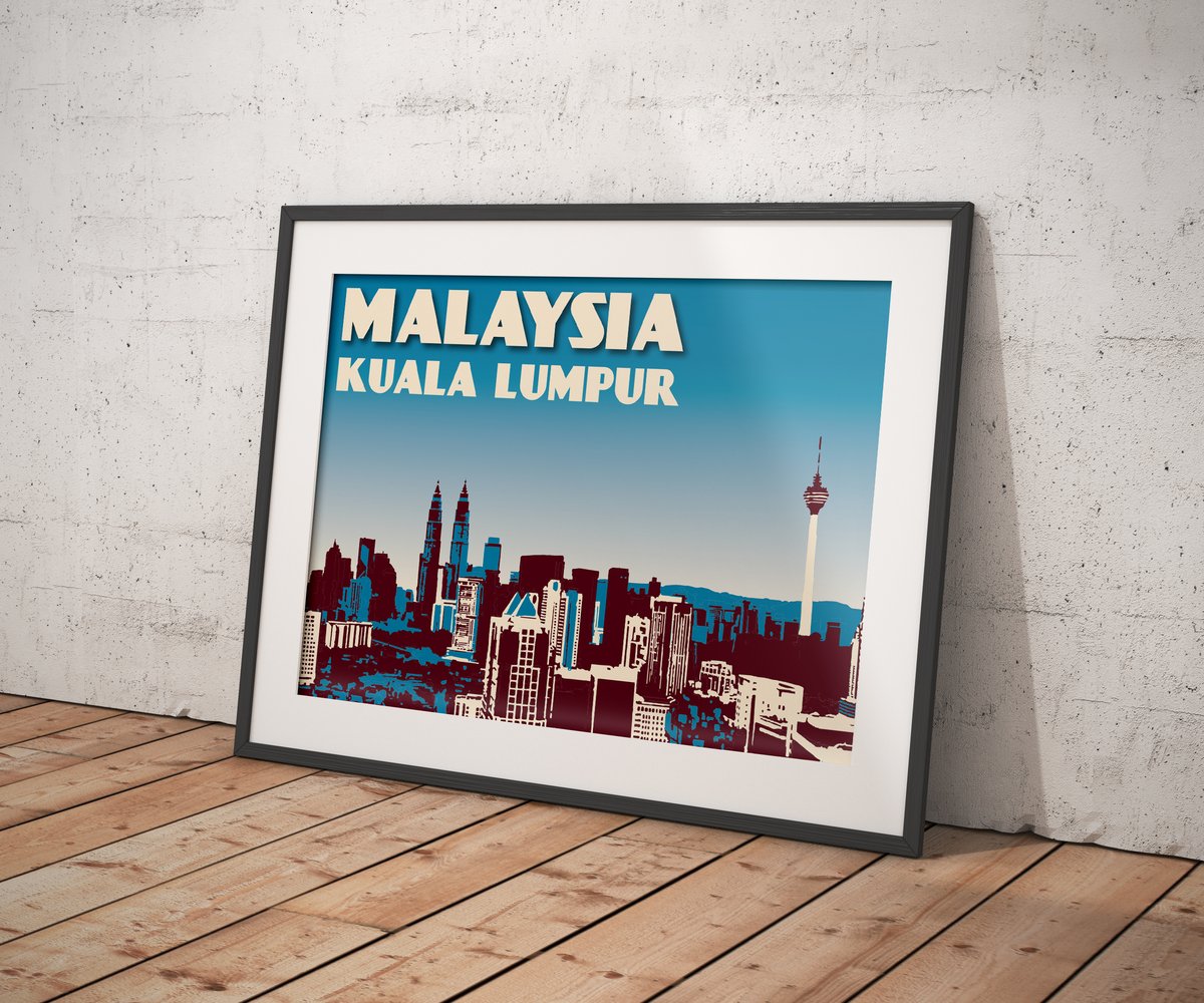 Image of Vintage poster Malaysia - Kuala Lumpur - Landscape - Fine Art Print
