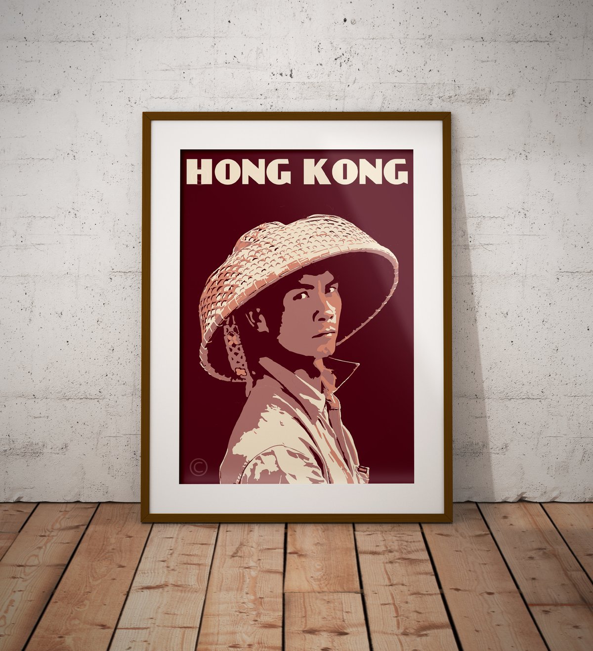 Image of Vintage poster Hong Kong - Fisherman portrait - Fine Art Print 