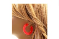 Image 1 of Clear Plastic Open-Cut Round Hoop Earrings- Neon 