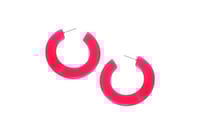 Image 2 of Clear Plastic Open-Cut Round Hoop Earrings- Neon 