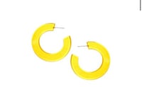 Image 3 of Clear Plastic Open-Cut Round Hoop Earrings- Neon 