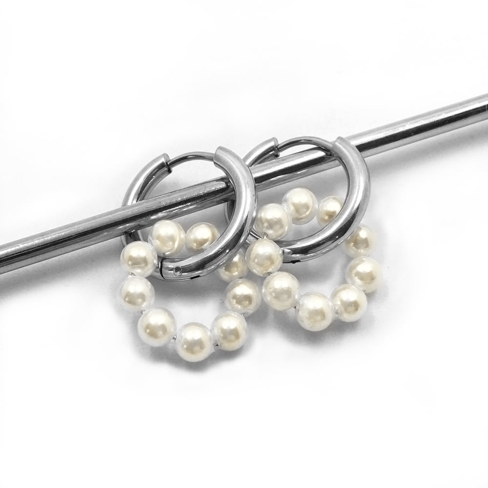 Image of Hoop Earrings PEARL CIRCLE silber