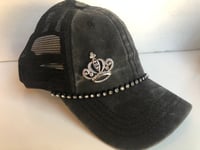 Image 1 of Acid Washed Trucker Hat Crystal Crown